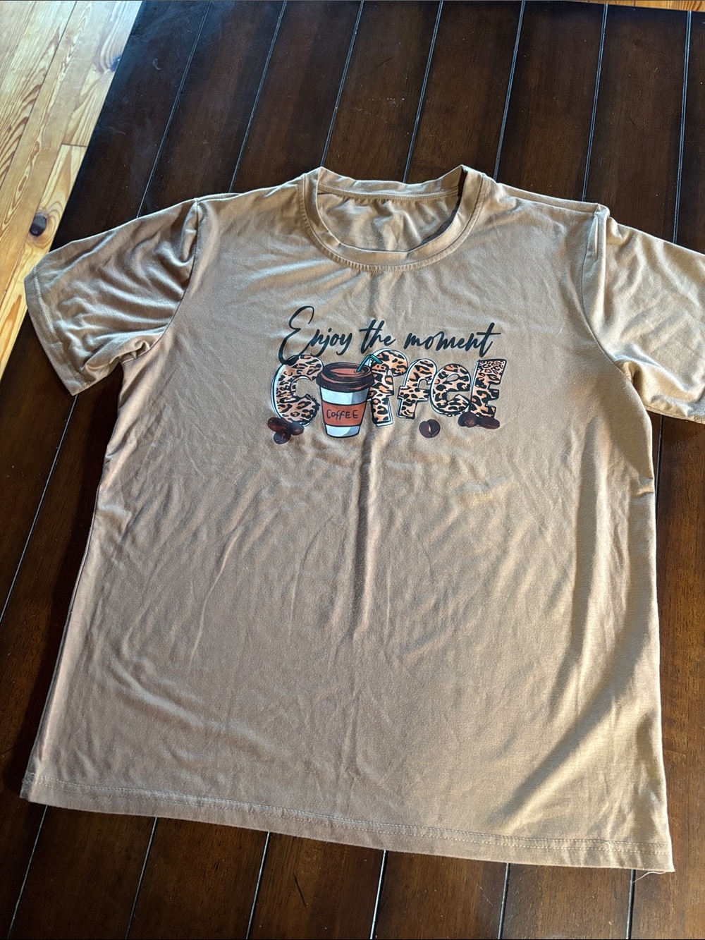 Enjoy The Moment Coffee Graphic Tee - Tan